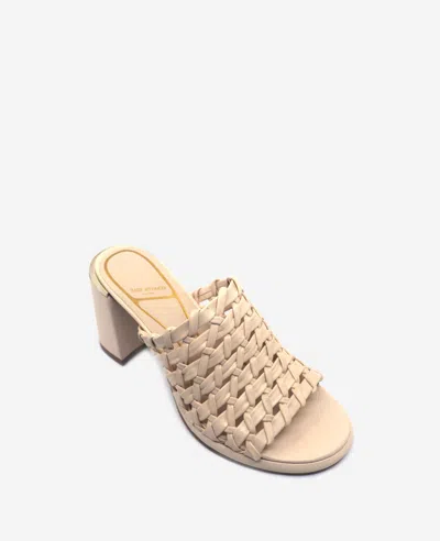 Kenneth Cole Solara Leather Woven Heel Sandal In Cream Leather