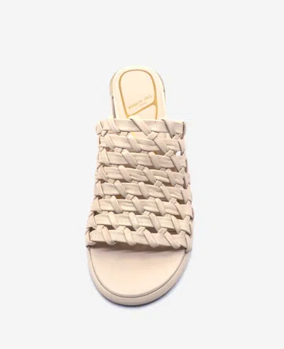 Kenneth Cole Solara Leather Woven Heel Sandal In Cream Leather
