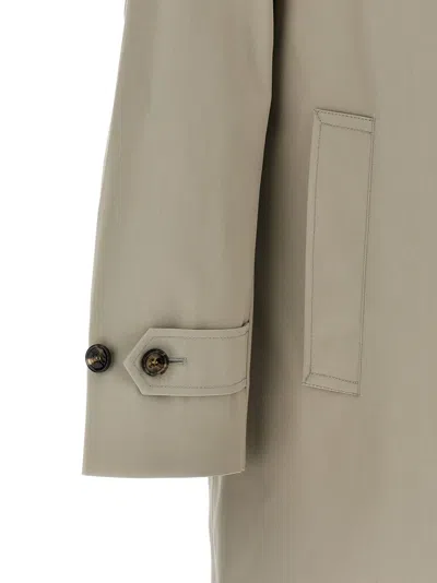 Burberry Long Cotton Double-breasted Coat With Notched Lapel
