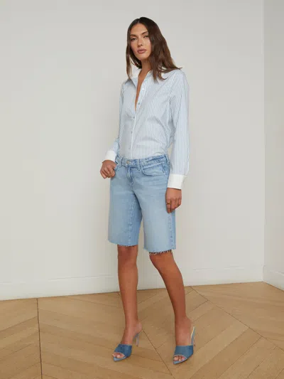 L Agence Elise Denim Bermuda Short In Zion