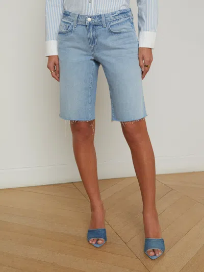 L Agence Elise Denim Bermuda Short In Zion