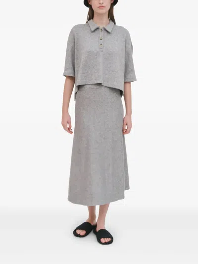 Rosetta Getty Flared Midi Skirt In Grey