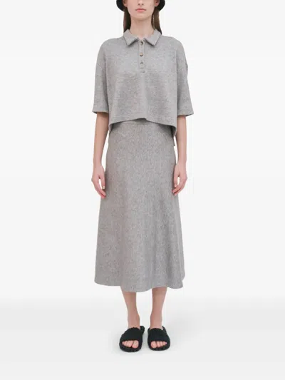 Rosetta Getty Flared Midi Skirt In Grey