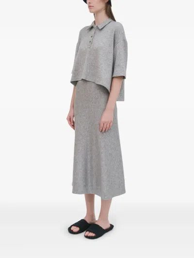 Rosetta Getty Flared Midi Skirt In Grey