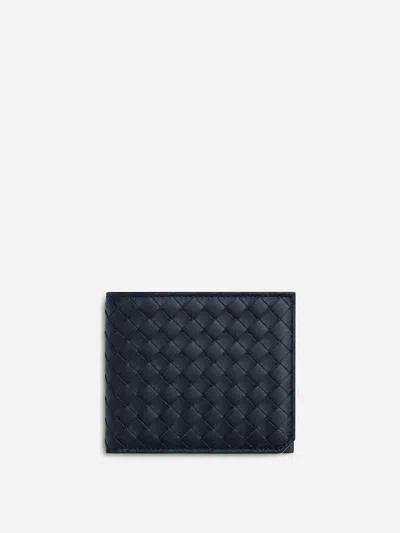Bottega Veneta Intrecciato Leather Bi-fold Wallet In Midnight Blue
