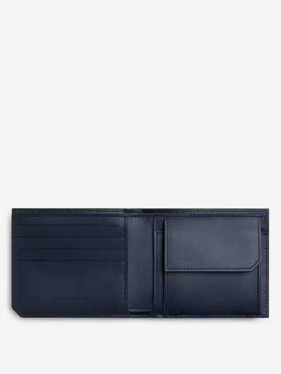 Bottega Veneta Intrecciato Leather Bi-fold Wallet In Midnight Blue