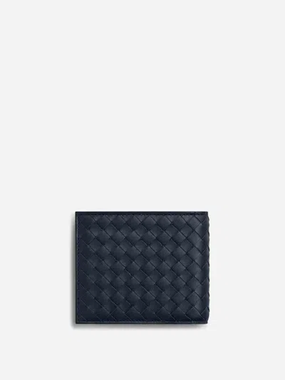 Bottega Veneta Intrecciato Leather Bi-fold Wallet In Midnight Blue