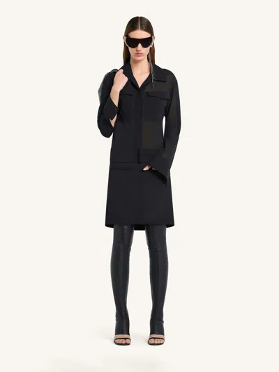 Courrèges Double Pocket Collared Shirt With Cuffed Sleeves In Black