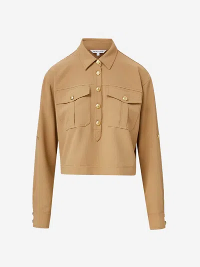 Veronica Beard Colvin Button Blouse In Brown