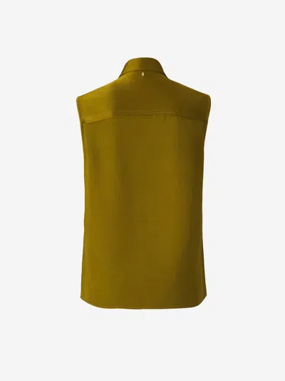 Ami Alexandre Mattiussi Ami Paris Crepe Button Blouse In Green