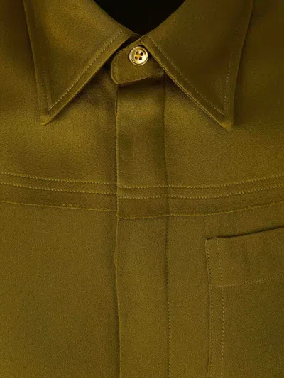 Ami Alexandre Mattiussi Ami Paris Crepe Button Blouse In Green
