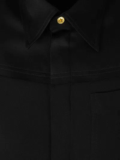 Ami Alexandre Mattiussi Ami Paris Black Sm Shirt With Golden Buttons In Black