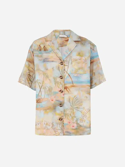 Zimmermann Beige And Light Blue Pattern Shirt In Multicolor