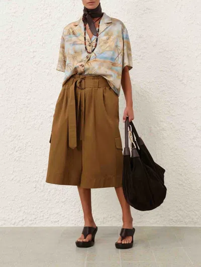 Zimmermann Beige And Light Blue Pattern Shirt In Multicolor