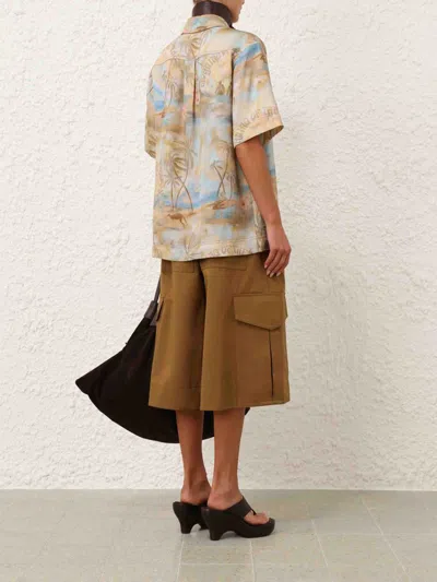 Zimmermann Beige And Light Blue Pattern Shirt In Multicolor