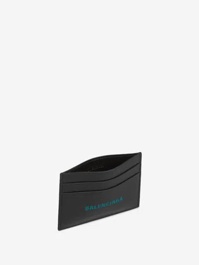 Balenciaga Men's Card Holder With Logo Print In Blue