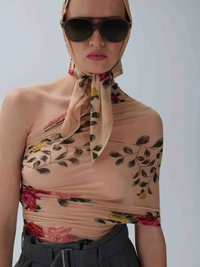Magda Butrym Printed Cross Top In Beige