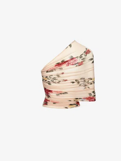 Magda Butrym Printed Cross Top In Beige