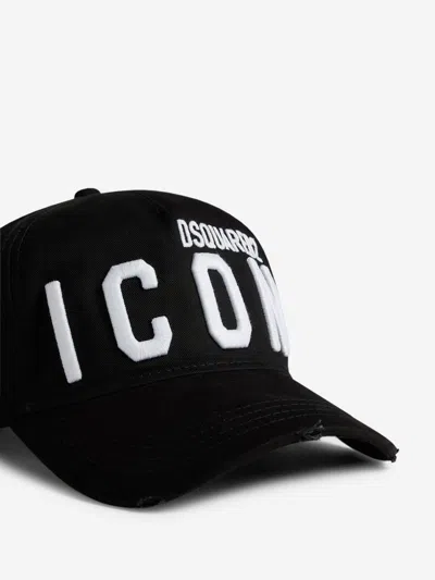 Dsquared2 D-squared2 Mans Black Cotton Gabardine Cap With Logo In Navy Blue
