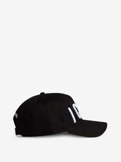 Dsquared2 D-squared2 Mans Black Cotton Gabardine Cap With Logo In Navy Blue