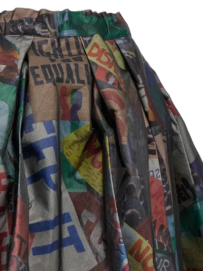 Comme Des Garçons Pleated Graphic Print Midi Skirt