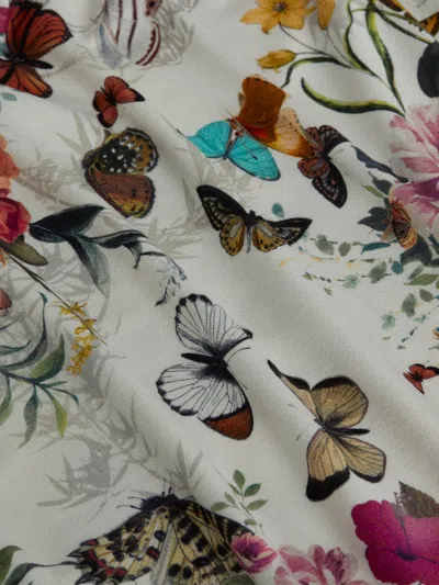 L Agence Ressi Fitted Tee In Vintage White Multi Charonda Butterfly