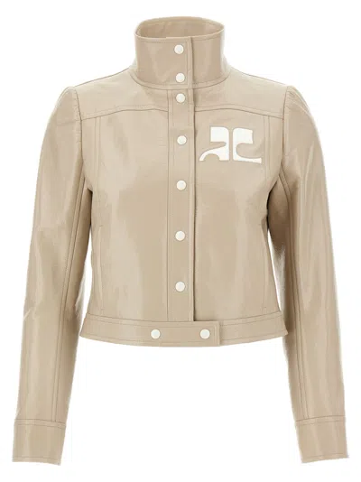 Courrèges Beige Reedition Vinyl Jacket In Neutral