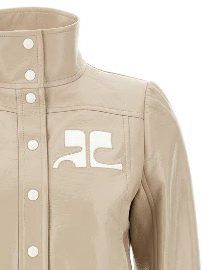 Courrèges Beige Reedition Vinyl Jacket In Neutral