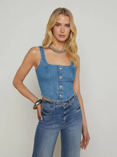 L Agence Saga Button-front Denim Top In Tipton