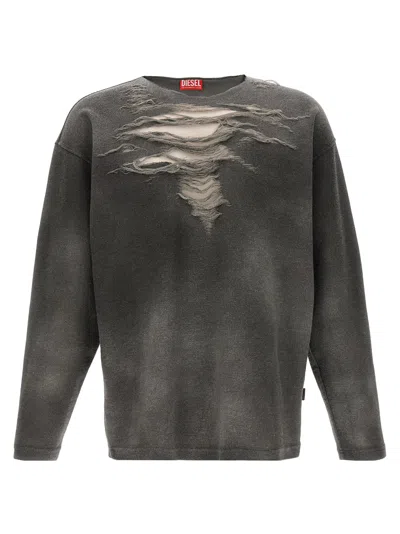 Diesel Felpa S-ruben In Misto Cotone Stretch Grigio Uomo