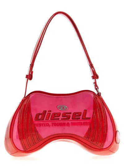 Diesel Play Pink Shoulder Bag With Logo Detail On The Front In Eco-leather Woman