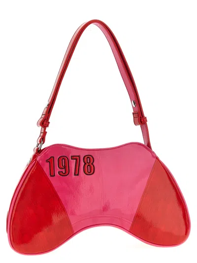 Diesel Play Pink Shoulder Bag With Logo Detail On The Front In Eco-leather Woman