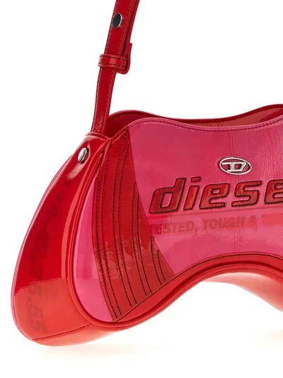 Diesel Play Pink Shoulder Bag With Logo Detail On The Front In Eco-leather Woman