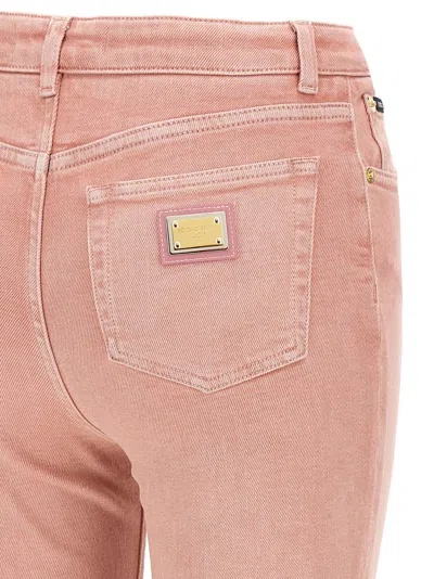 Dolce & Gabbana Artisanal Stretch Denim High-waist Jeans In Pink