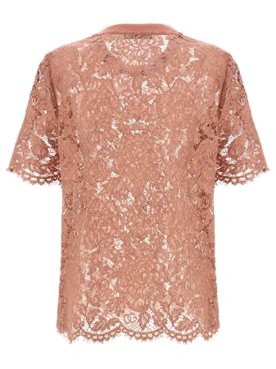 Dolce & Gabbana Dolce&gabbana Pink Lace T Shirt