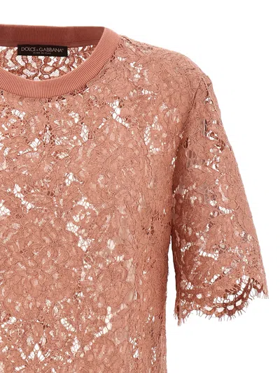 Dolce & Gabbana Dolce&gabbana Pink Lace T Shirt