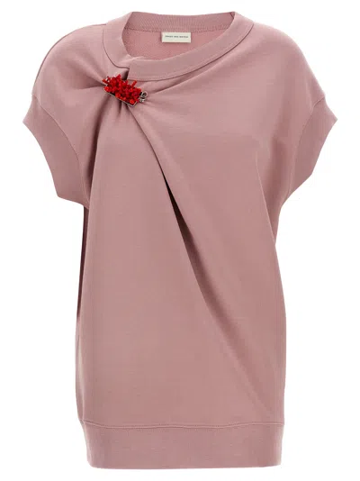 Dries Van Noten Embellished Crew Neck Cap Sleeves Sweatshirt