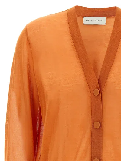 Dries Van Noten Long-sleeved Cardigan In Orange
