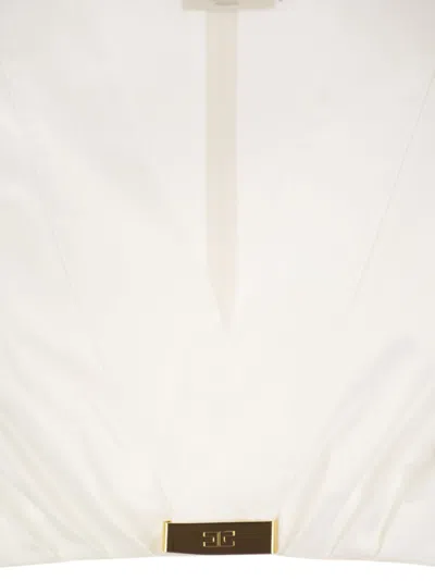 Elisabetta Franchi Stretch Cotton Top With Logo Detail
