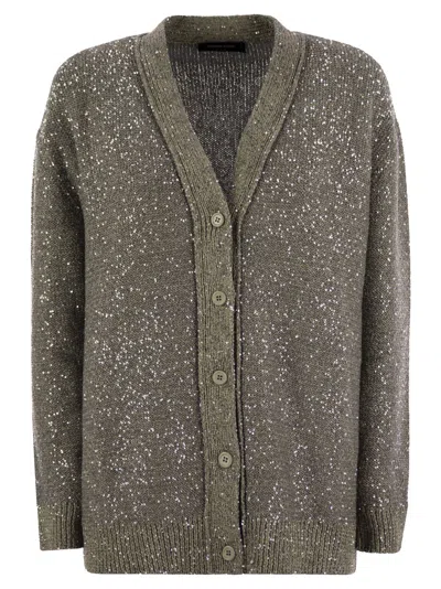 Fabiana Filippi Sequin Cotton Ribbon V Neck Cardigan