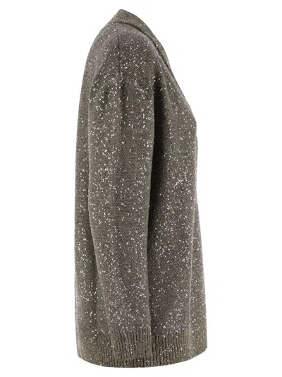 Fabiana Filippi Sequin Cotton Ribbon V Neck Cardigan