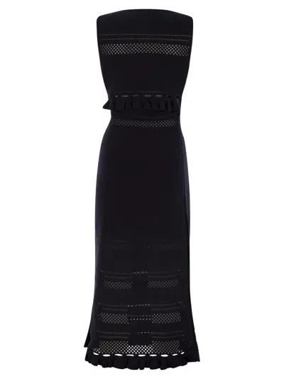 Fabiana Filippi Open-knit Maxi Dress With Ruffled Hem