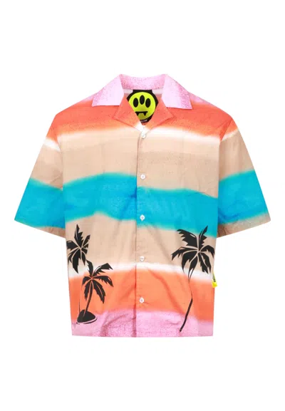 Barrow Multicoloured Bowling Shirt With Logo And Palm Trees In Multicolor