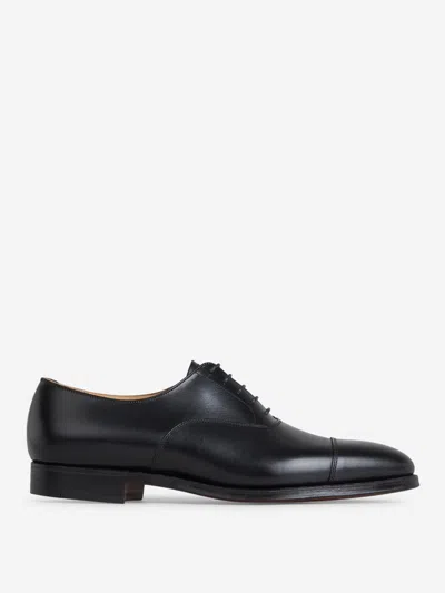 Crockett & Jones Lonsdale Lace-up Shoes With Smooth Finish And Cap Toe In Black