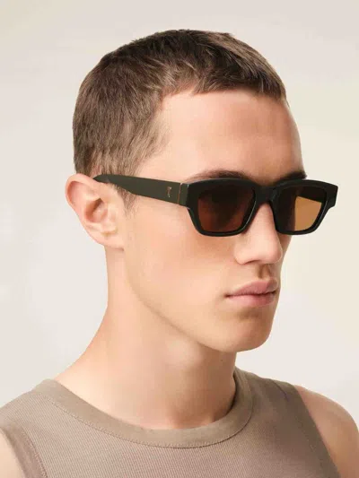 Ami Alexandre Mattiussi Ami Paris Rectangular Sunglasses In Military Green
