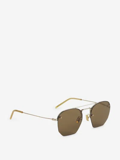 Saint Laurent Round Sunglasses In Gold