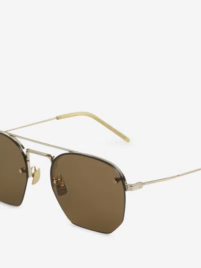 Saint Laurent Round Sunglasses In Gold