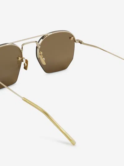 Saint Laurent Round Sunglasses In Gold