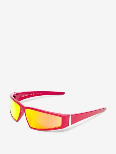 Alexander Mcqueen Wraparound Sunglasses In Red