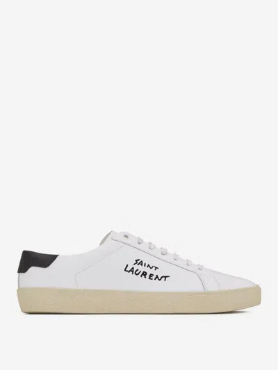 Saint Laurent Logo Print Low Top Sneakers In White